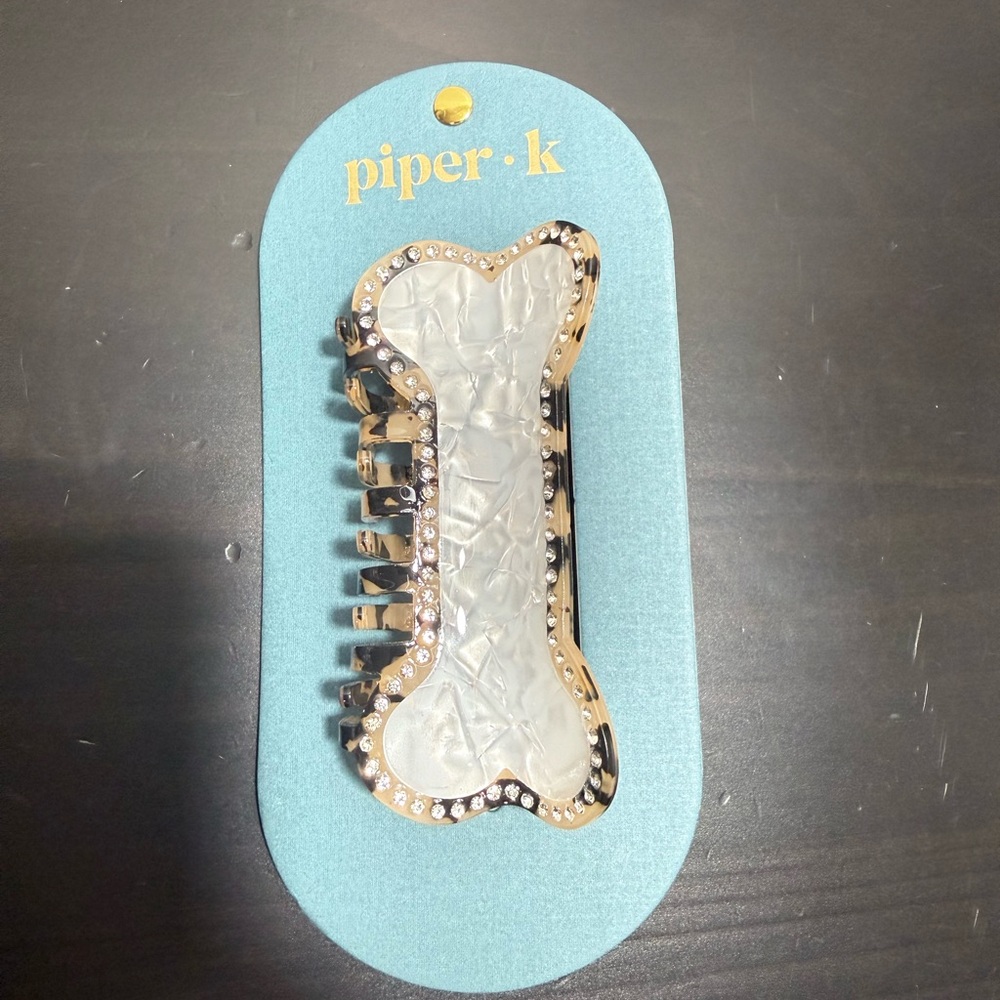 Piper K Dog Bone Clip | Mother‎ Of Pearl Rhinestones | NWT